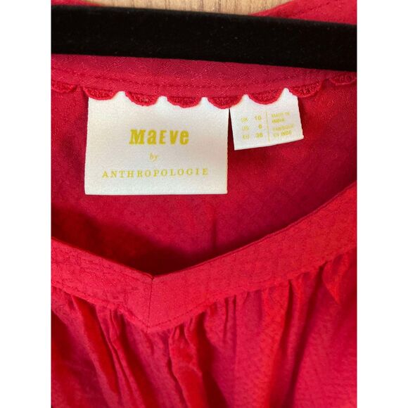 🧺Maeve by Anthropologie | Boswell Blouse in Red | Size 6 - Picture 4 of 7